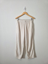 Linen Blend Straight Pants (S)