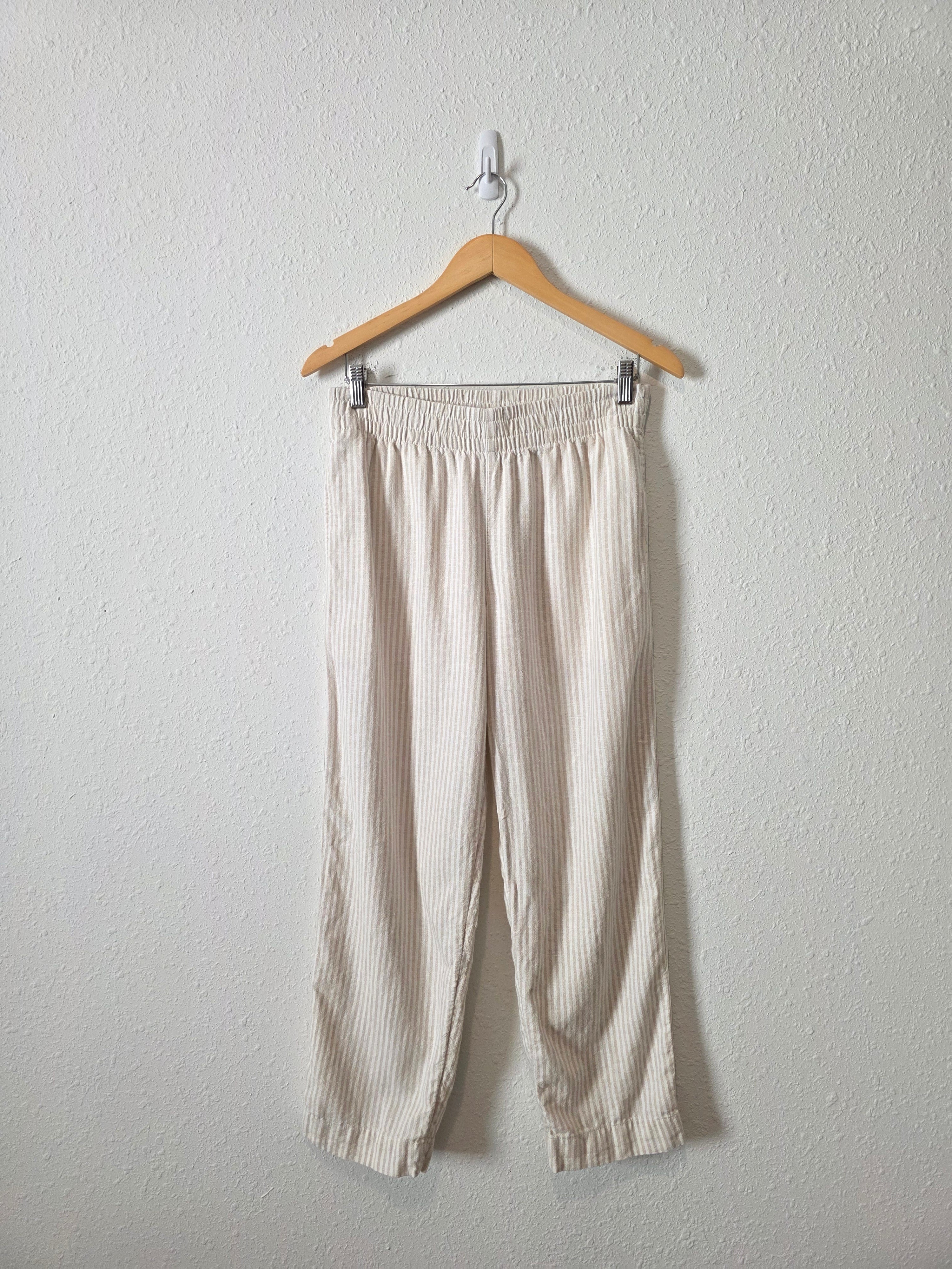 Linen Blend Straight Pants (S)
