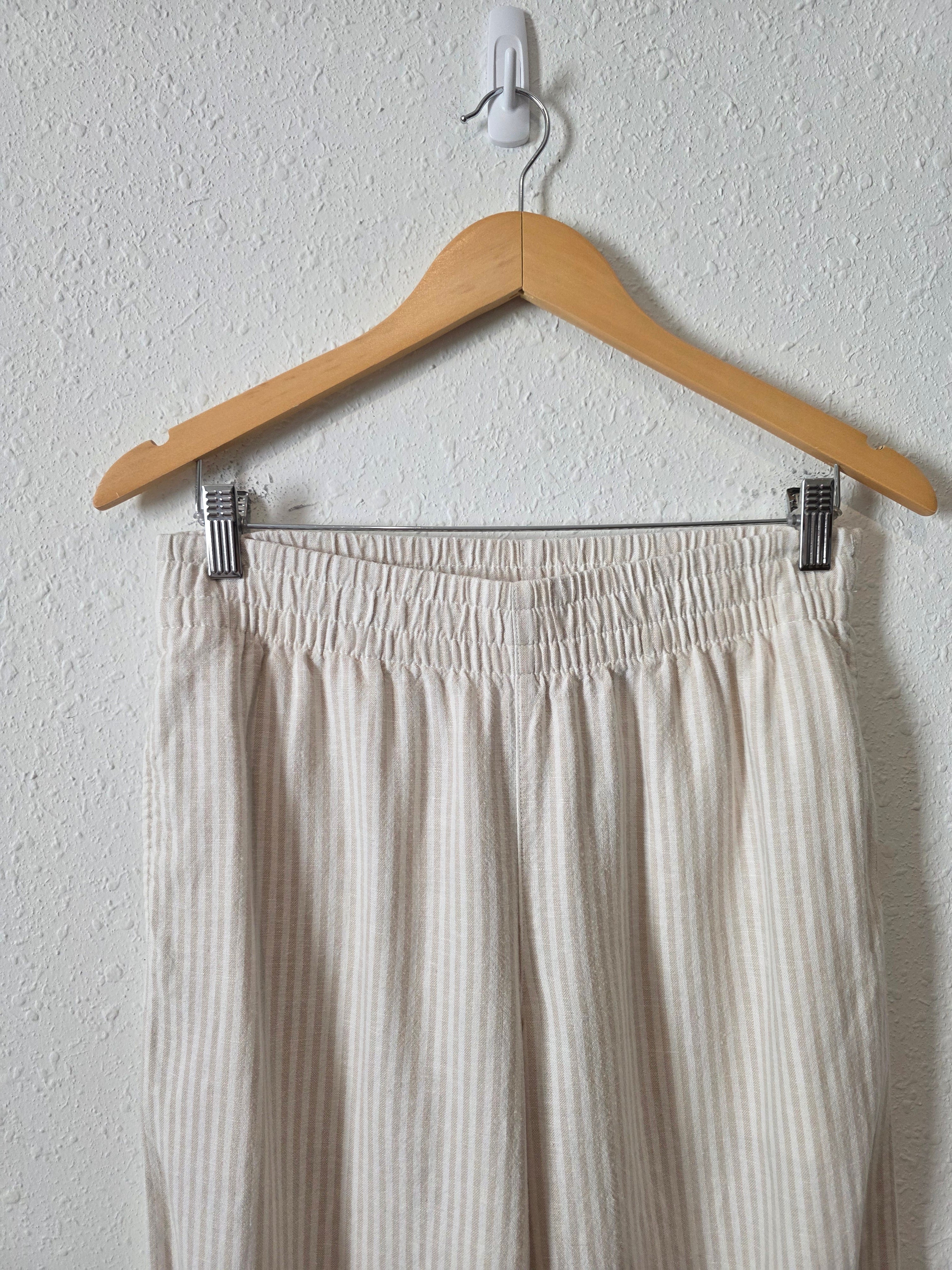 Linen Blend Straight Pants (S)