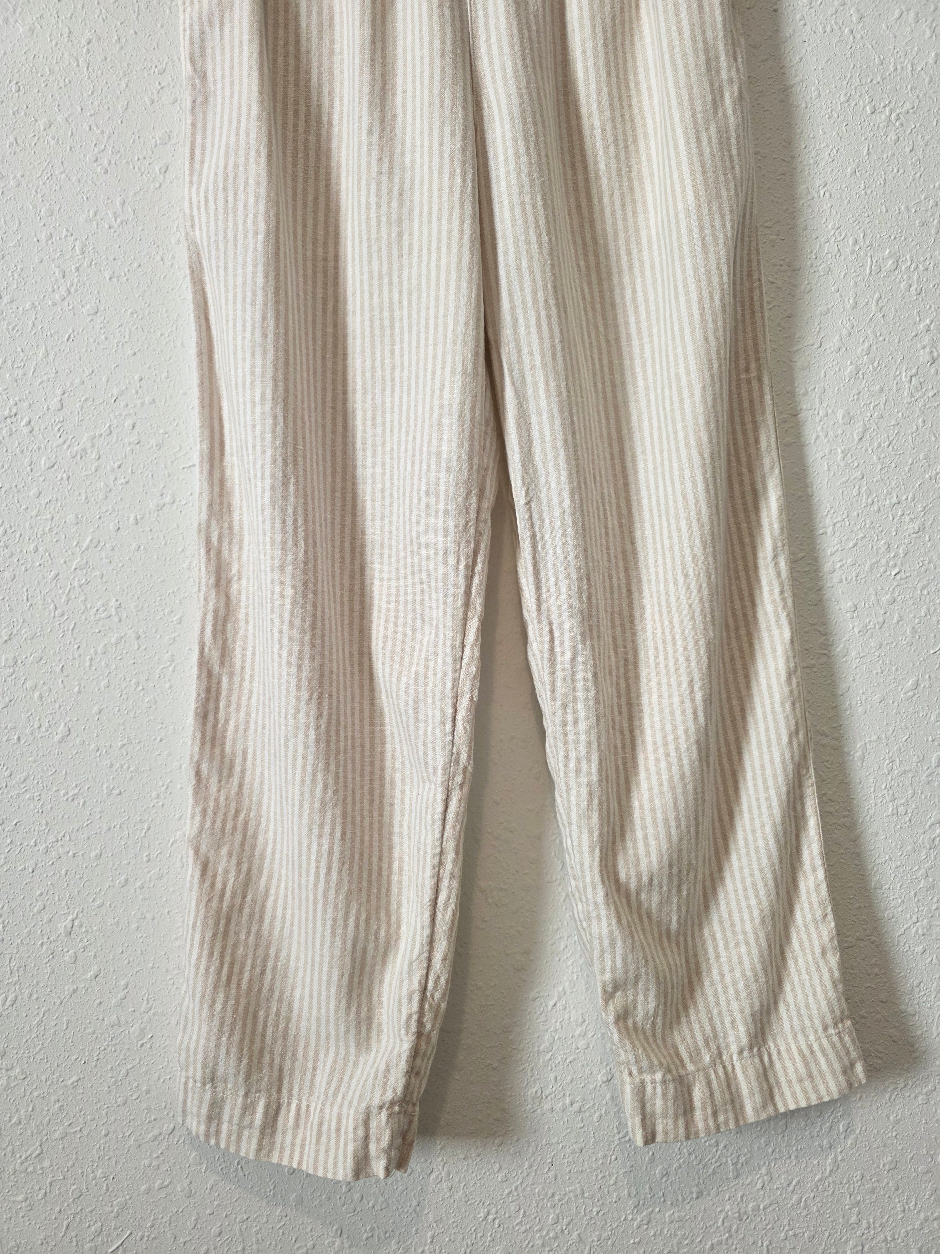Linen Blend Straight Pants (S)