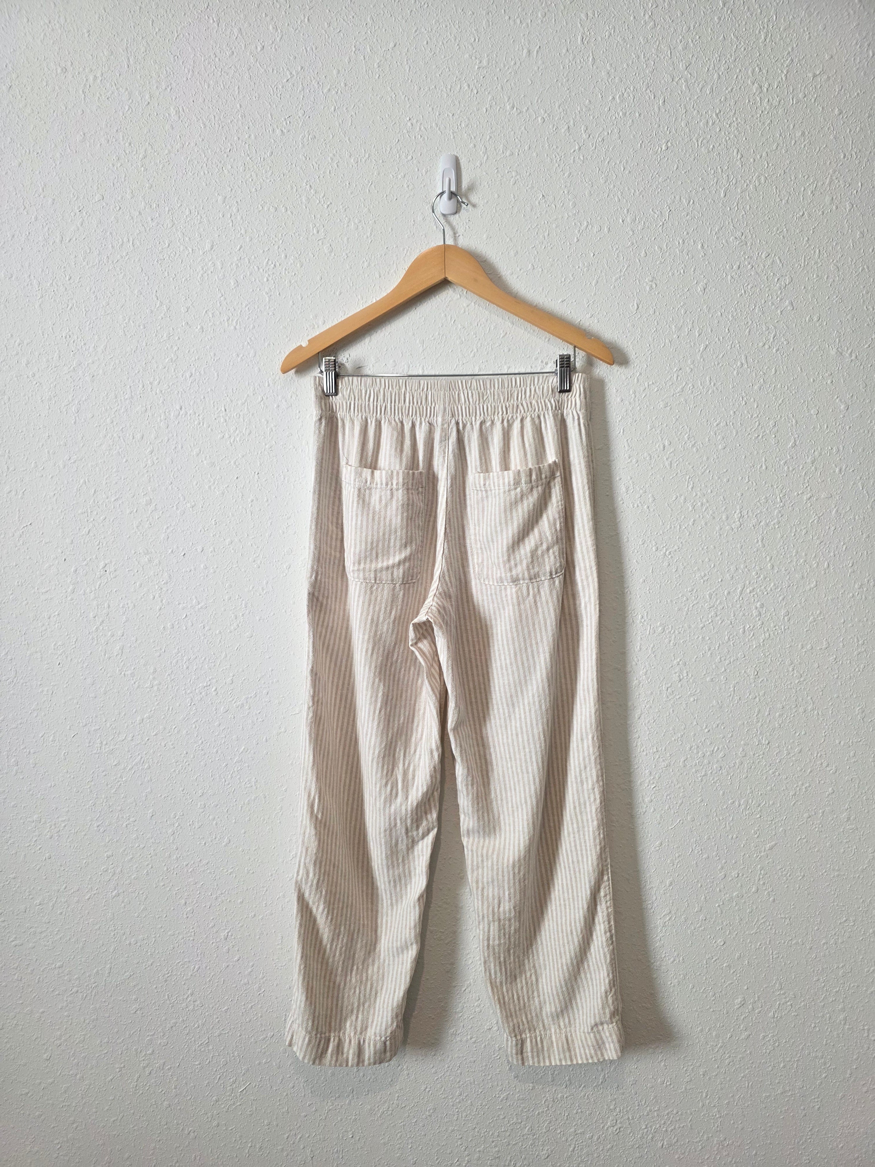 Linen Blend Straight Pants (S)