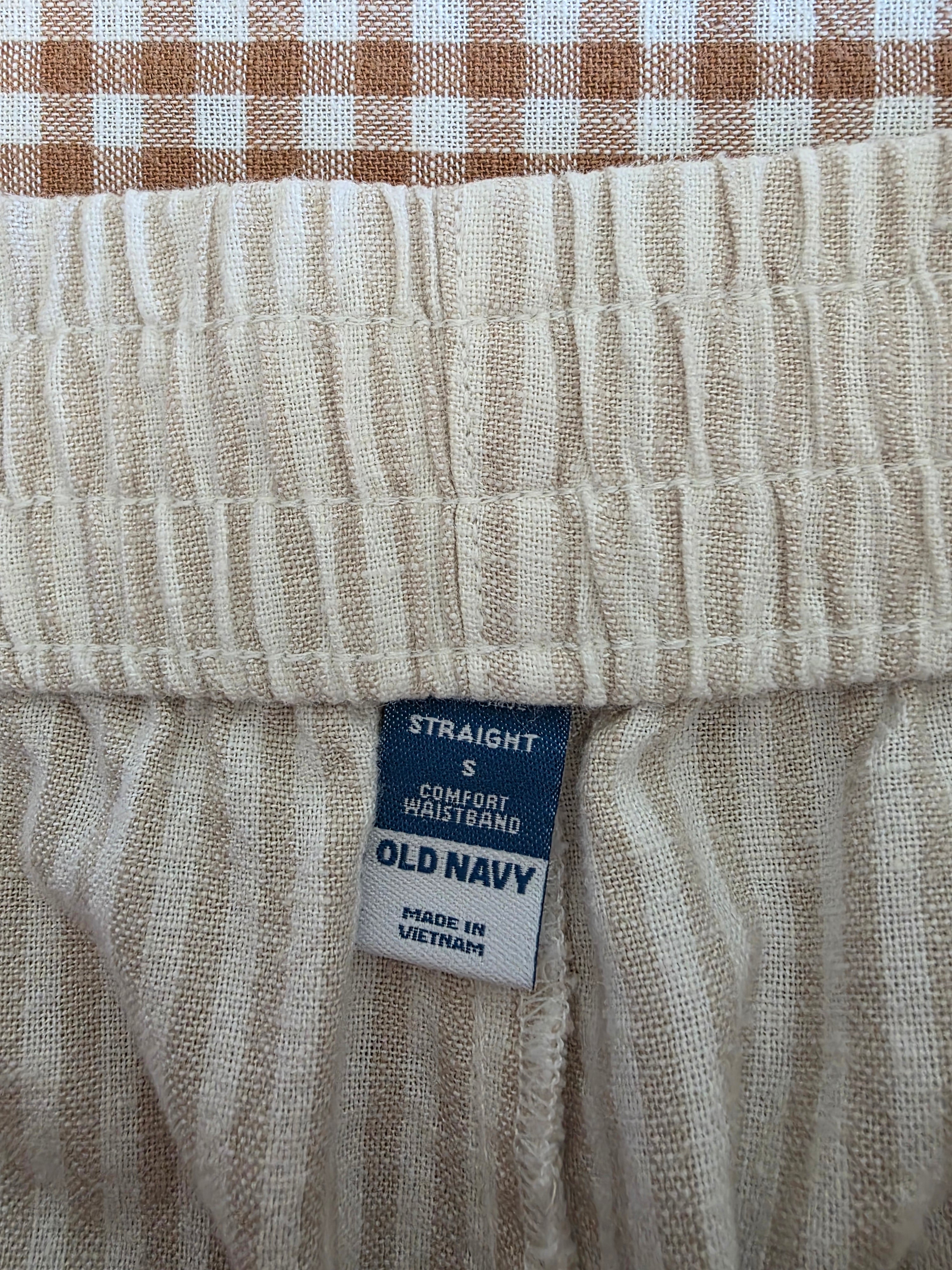 Linen Blend Straight Pants (S)