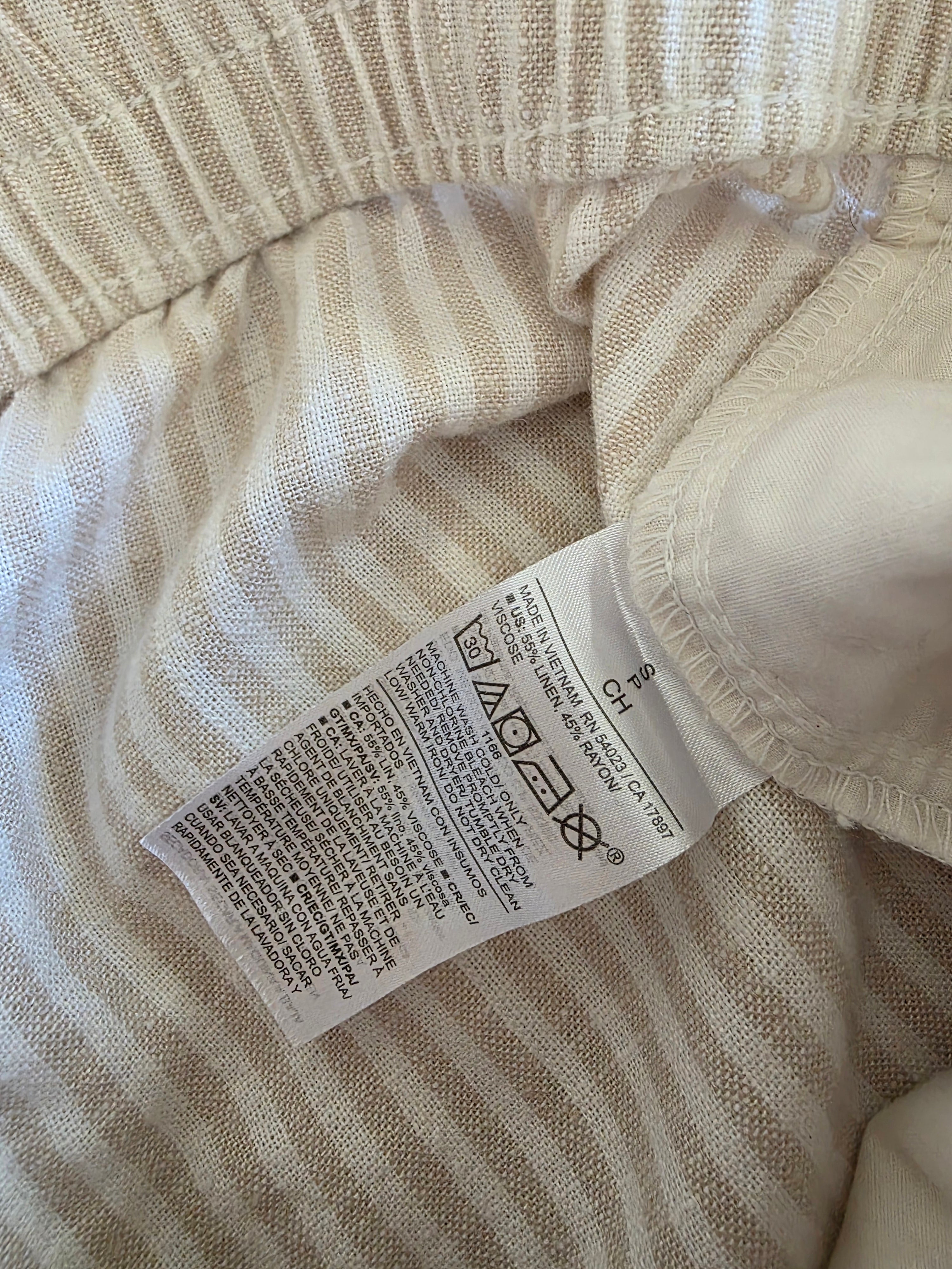 Linen Blend Straight Pants (S)