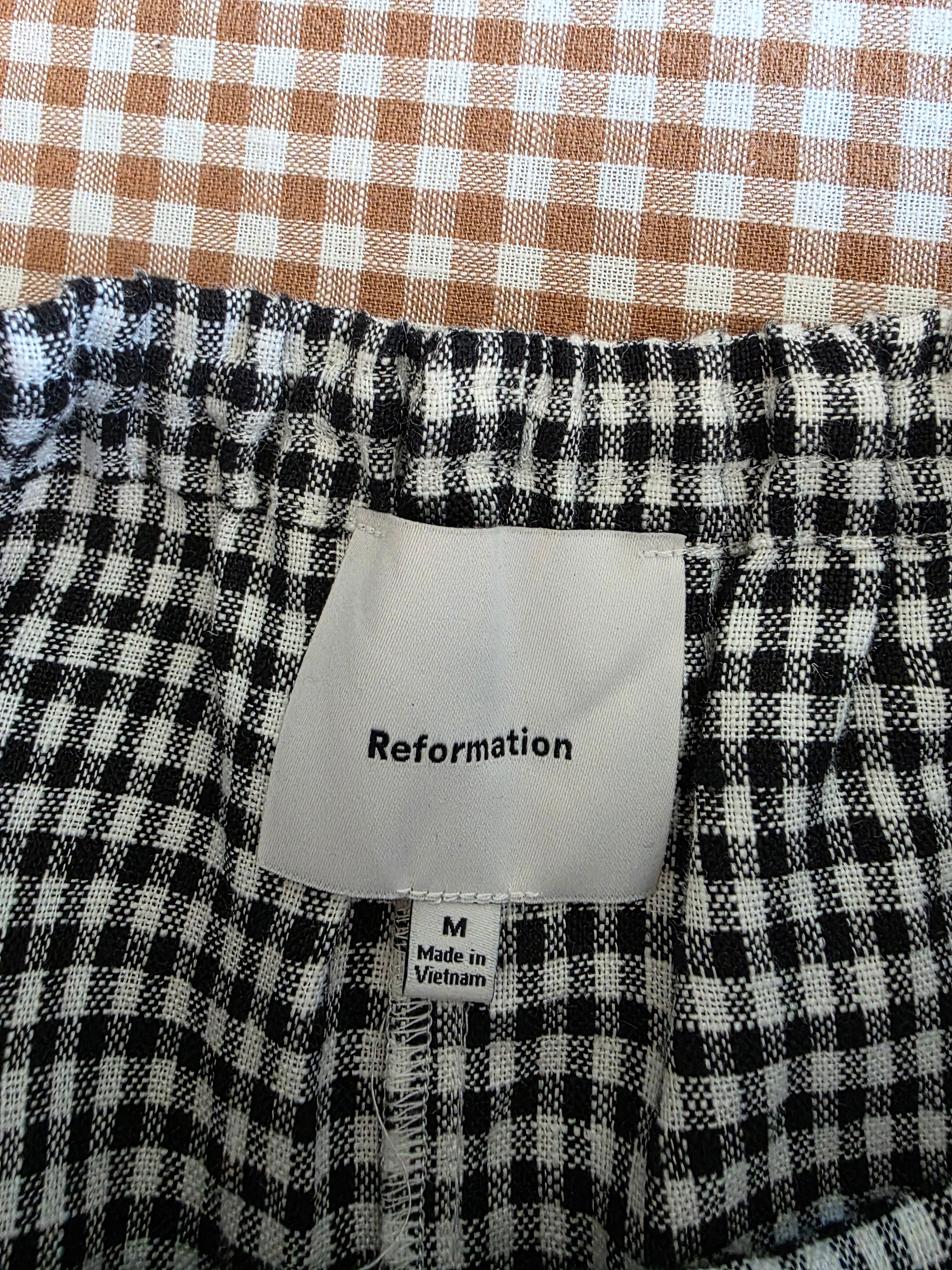 Reformation Gingham Wide Leg Linen Pants (M)