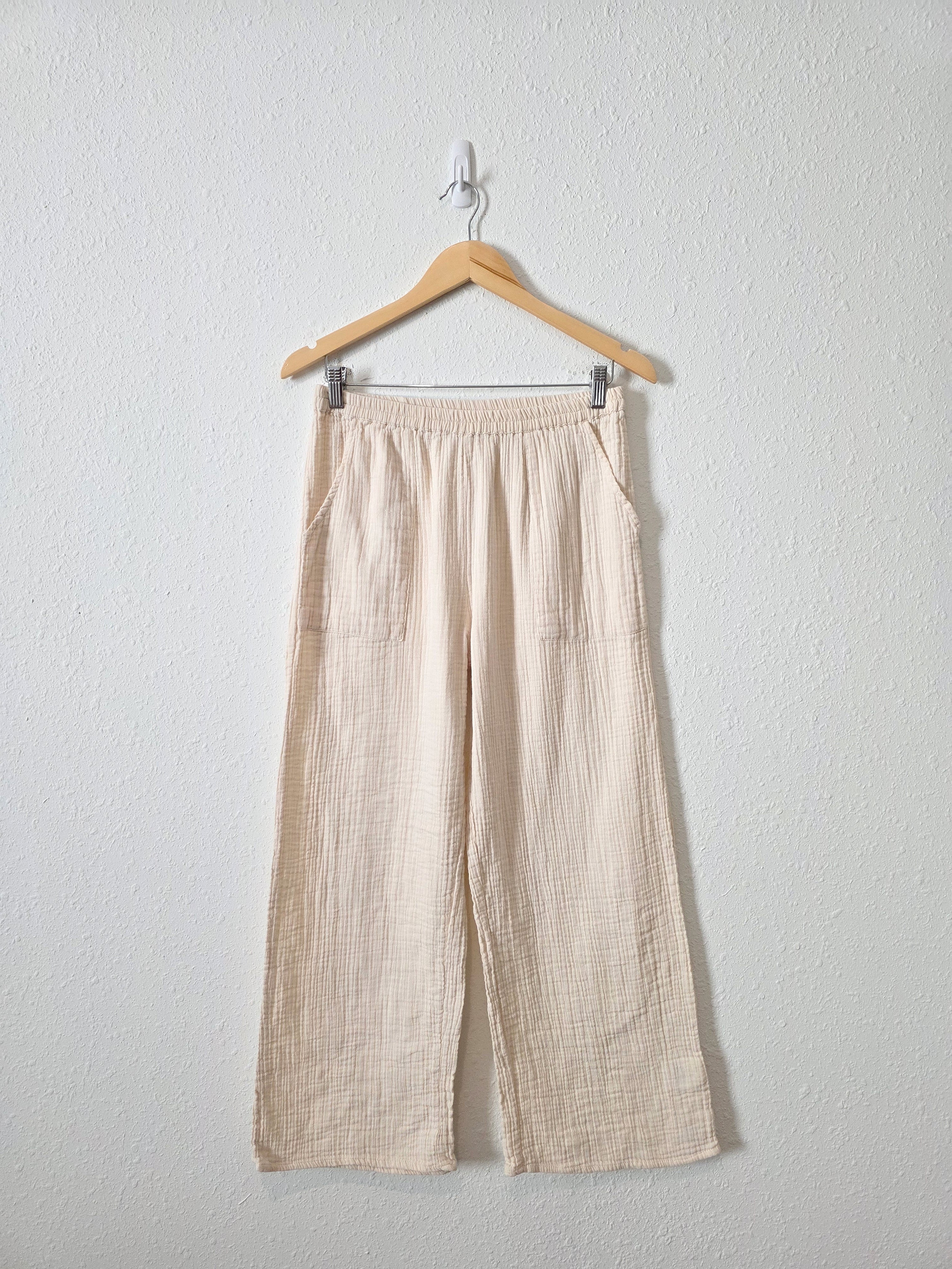 Neutral Gauze Wide Leg Pants (S)