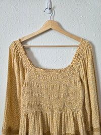 Yellow Floral Smocked Dress (S)