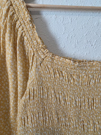 Yellow Floral Smocked Dress (S)