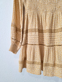 Yellow Floral Smocked Dress (S)