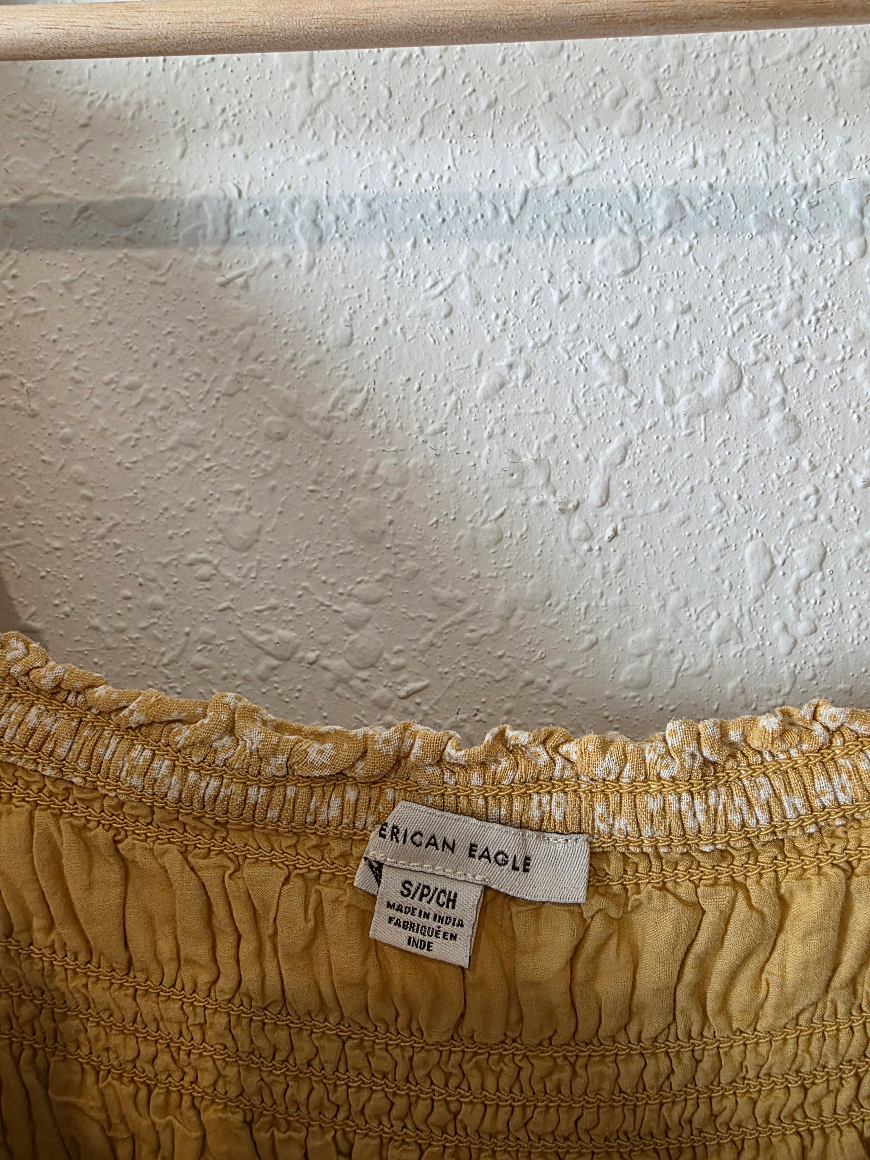 Yellow Floral Smocked Dress (S)