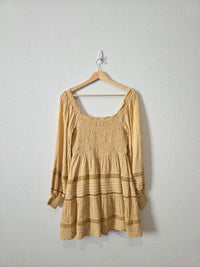 Yellow Floral Smocked Dress (S)