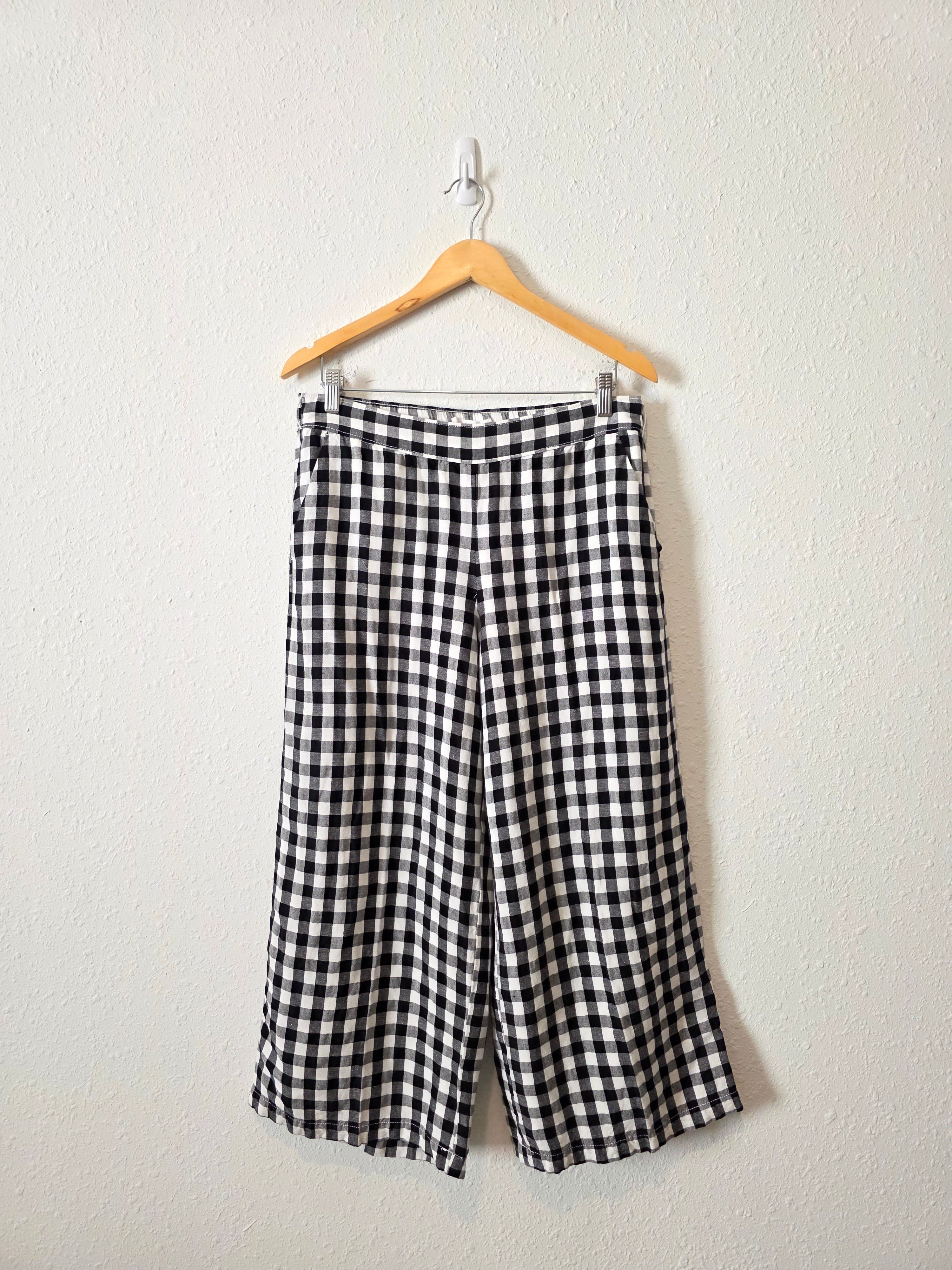 Loft Gingham Wide Leg Pants (M)