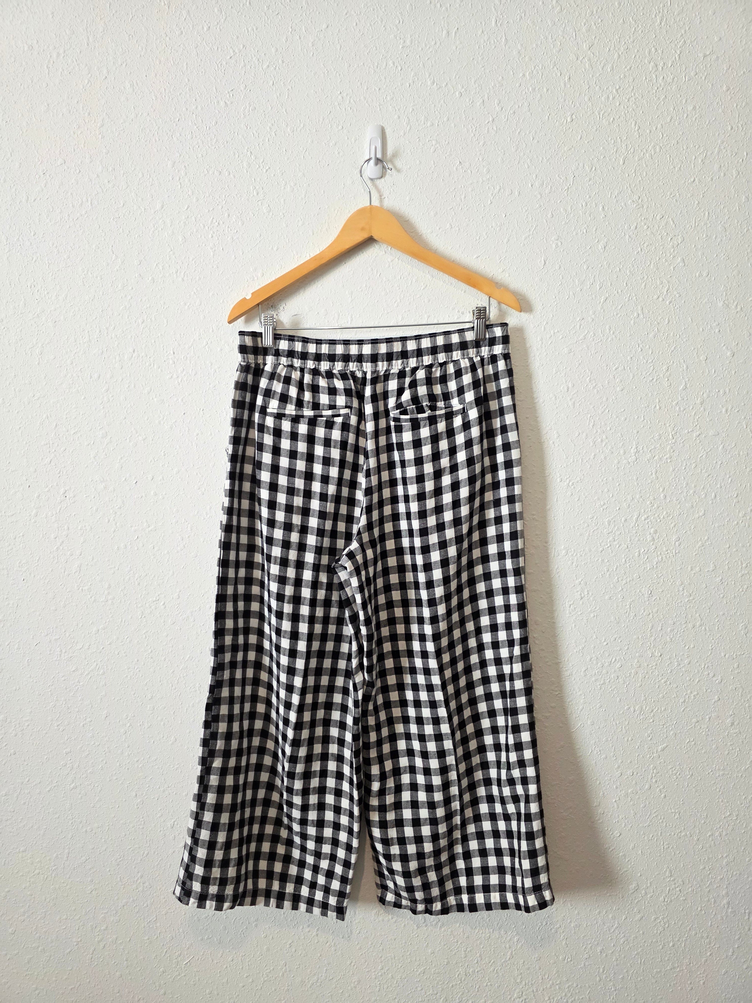 Loft Gingham Wide Leg Pants (M)