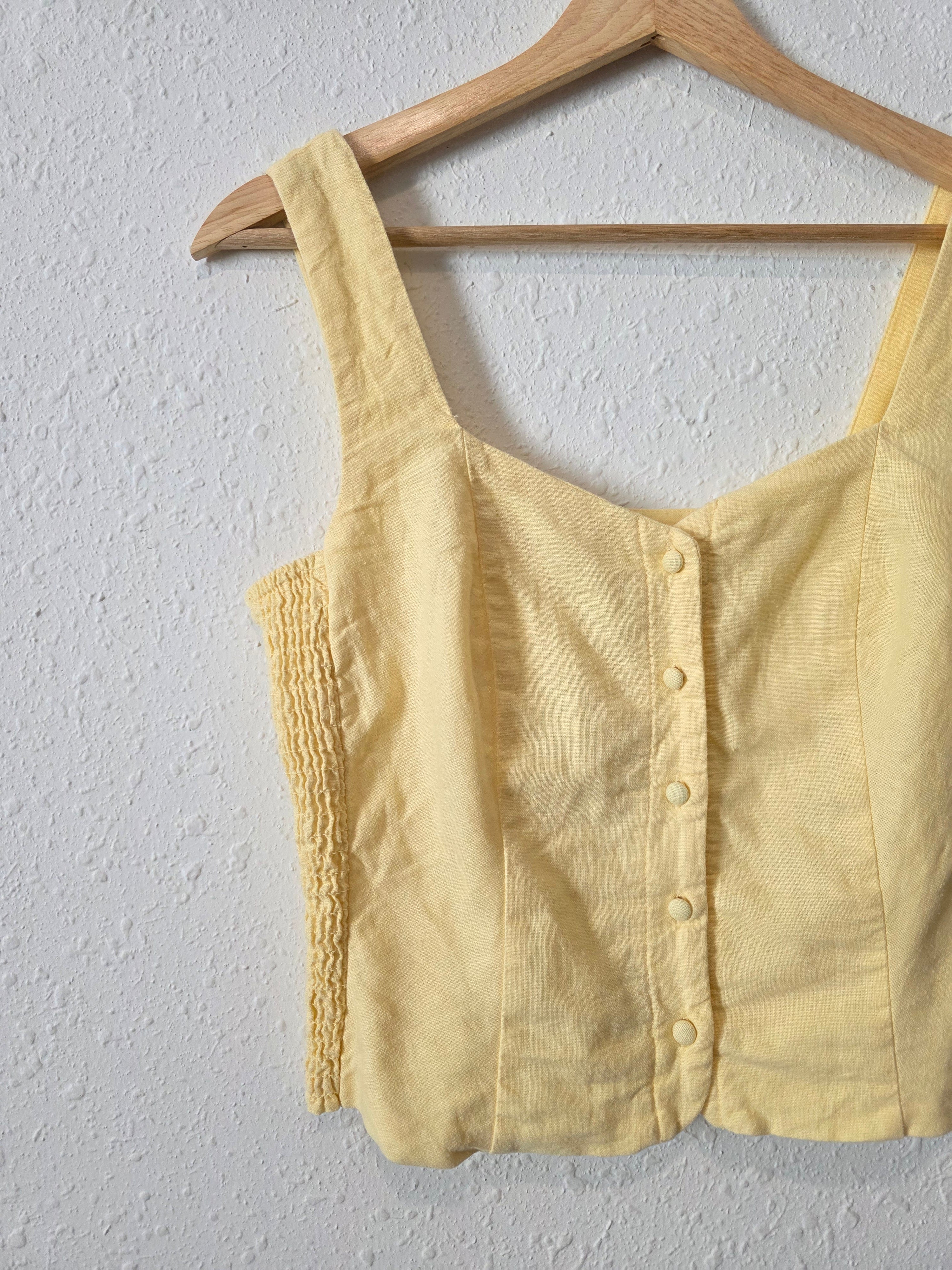 Yellow Linen Blend Tank (S)