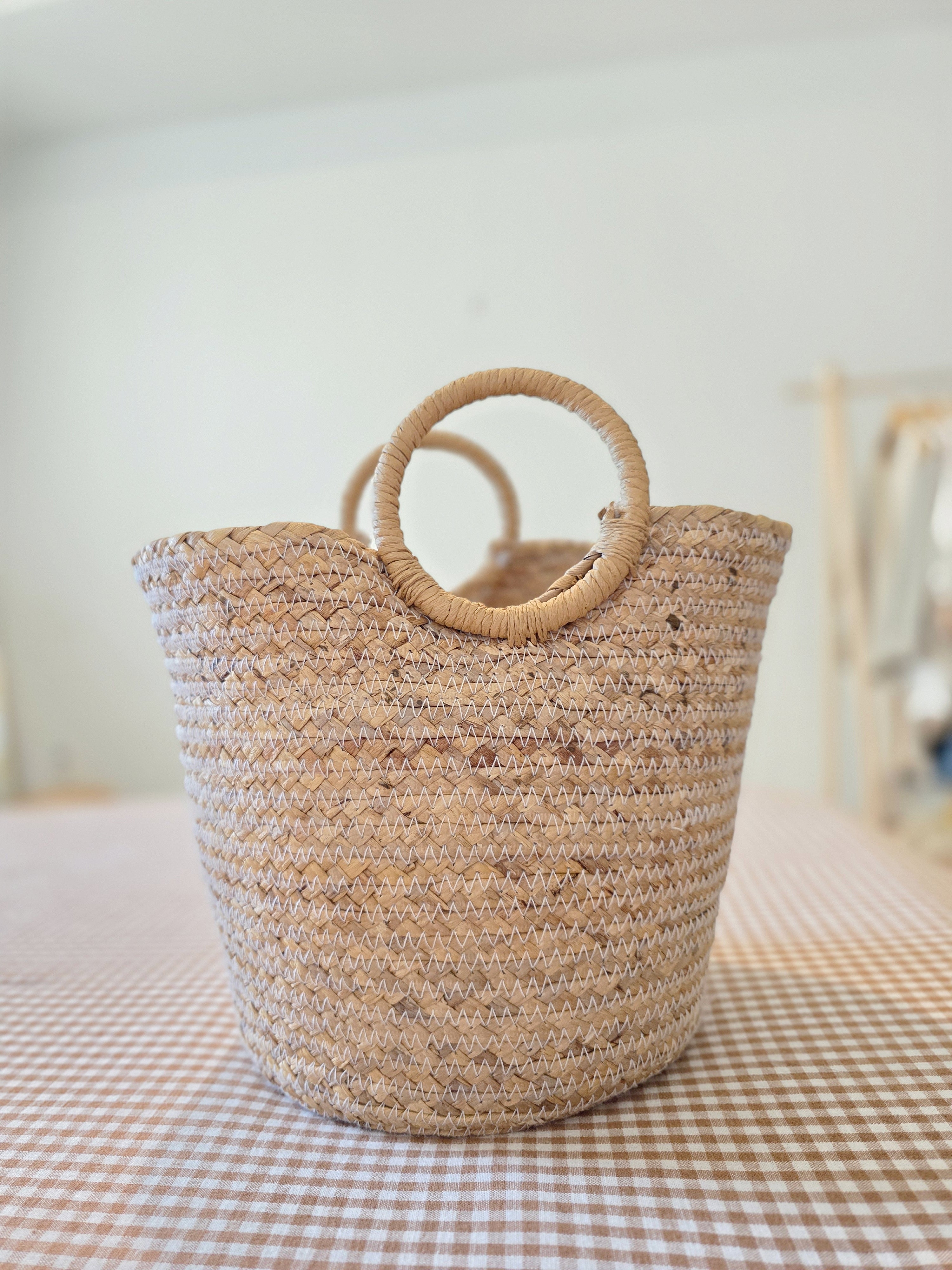 Small Raffia Basket Tote