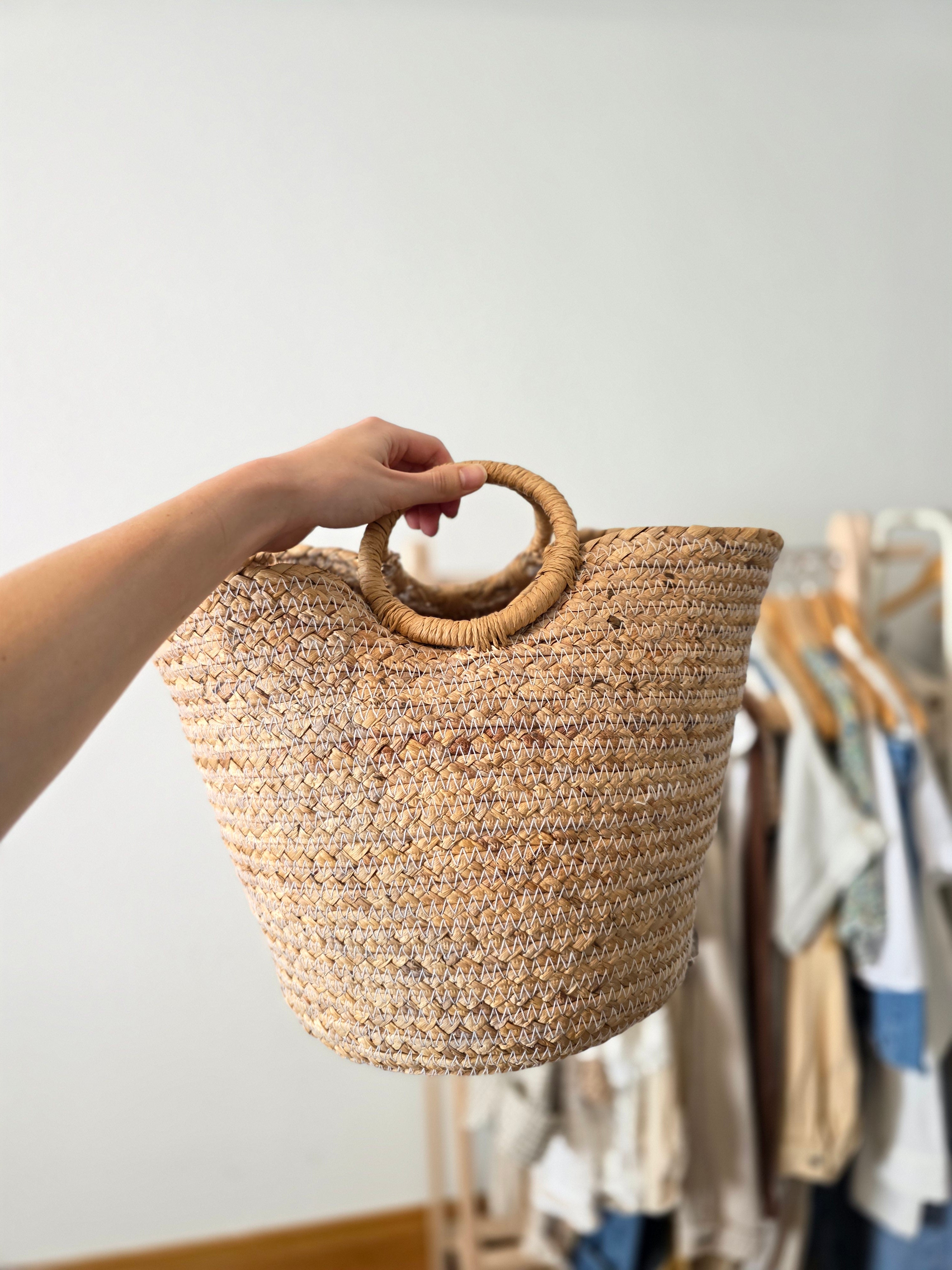 Small Raffia Basket Tote
