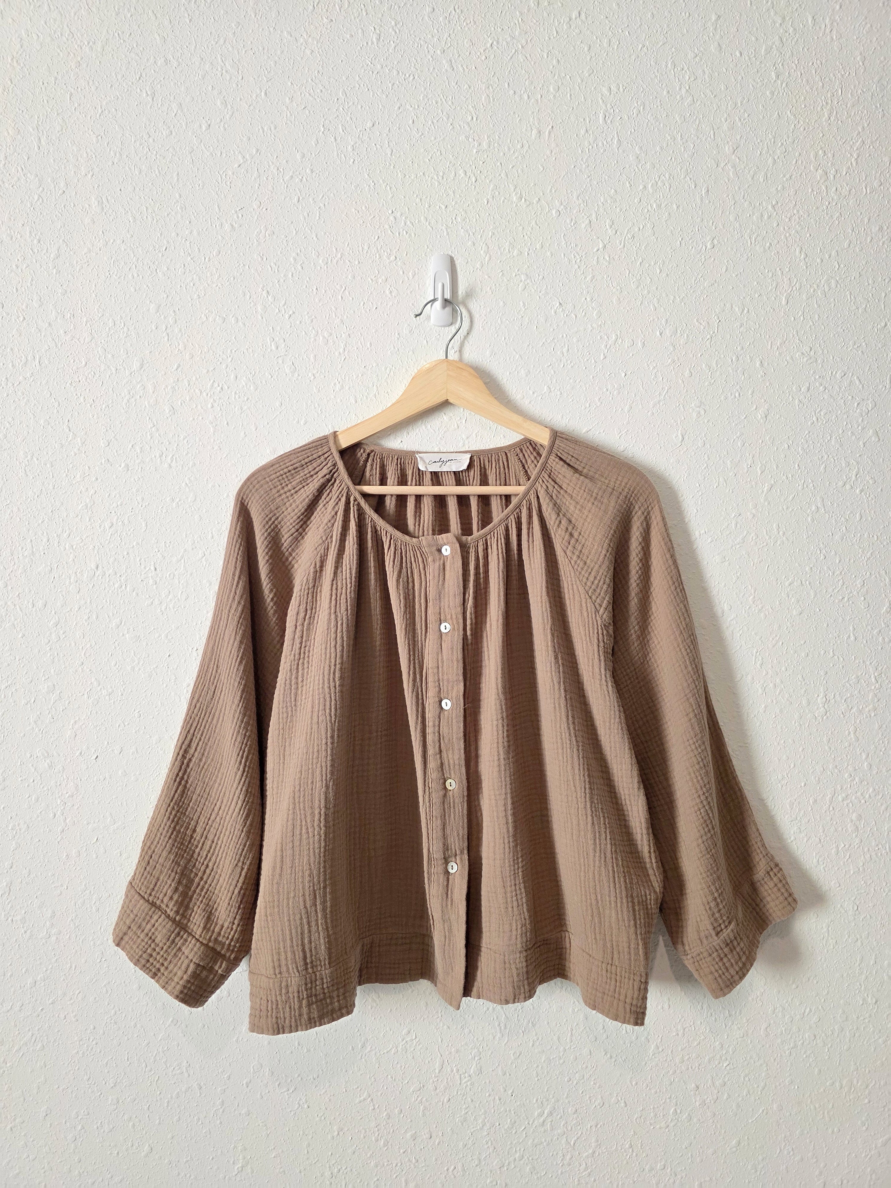Carly Jean Brown Gauze Top (S)