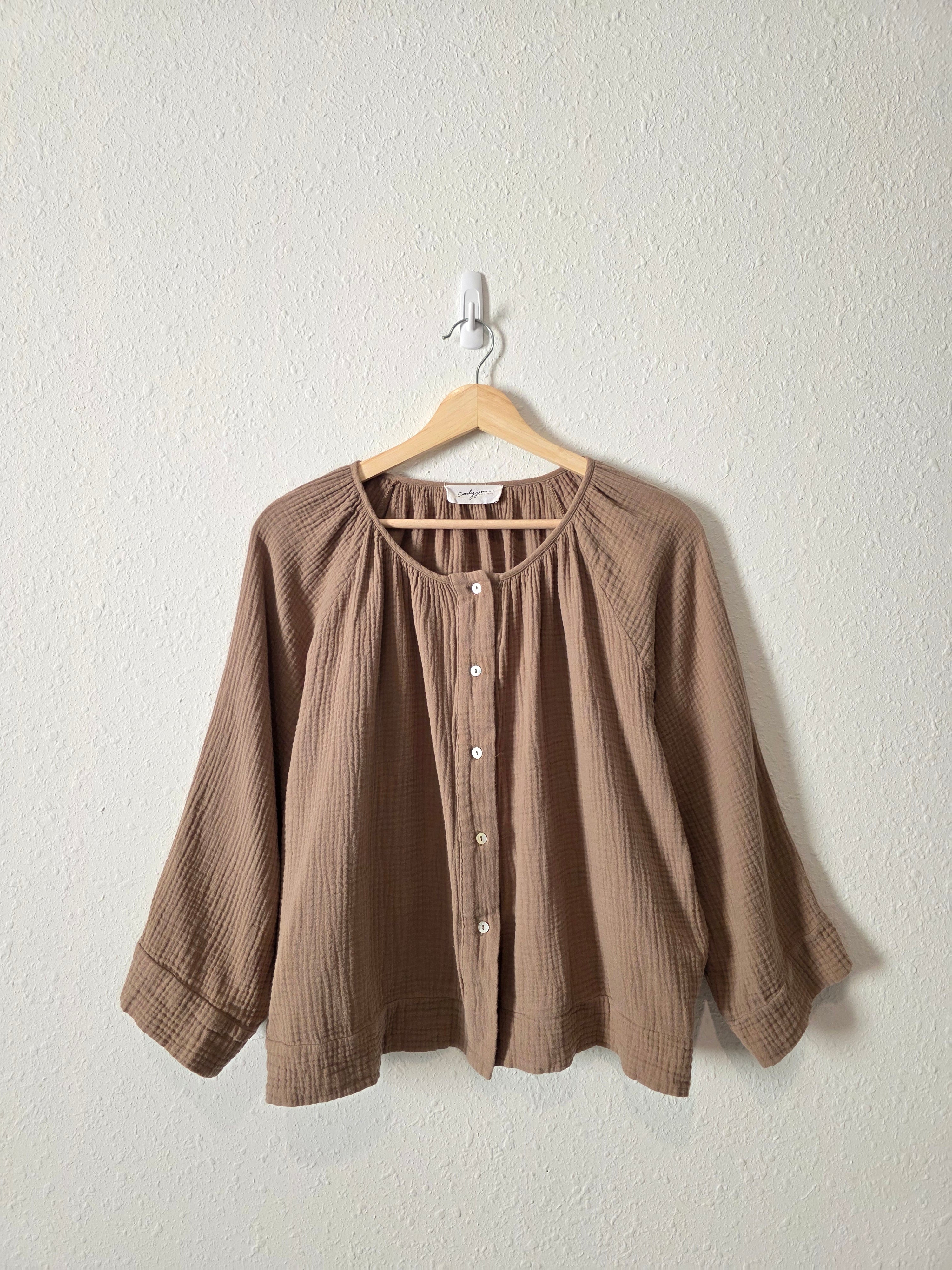 Carly Jean Brown Gauze Top (S)