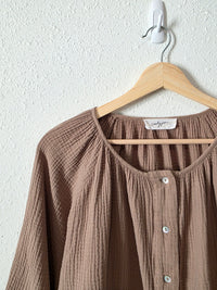 Carly Jean Brown Gauze Top (S)