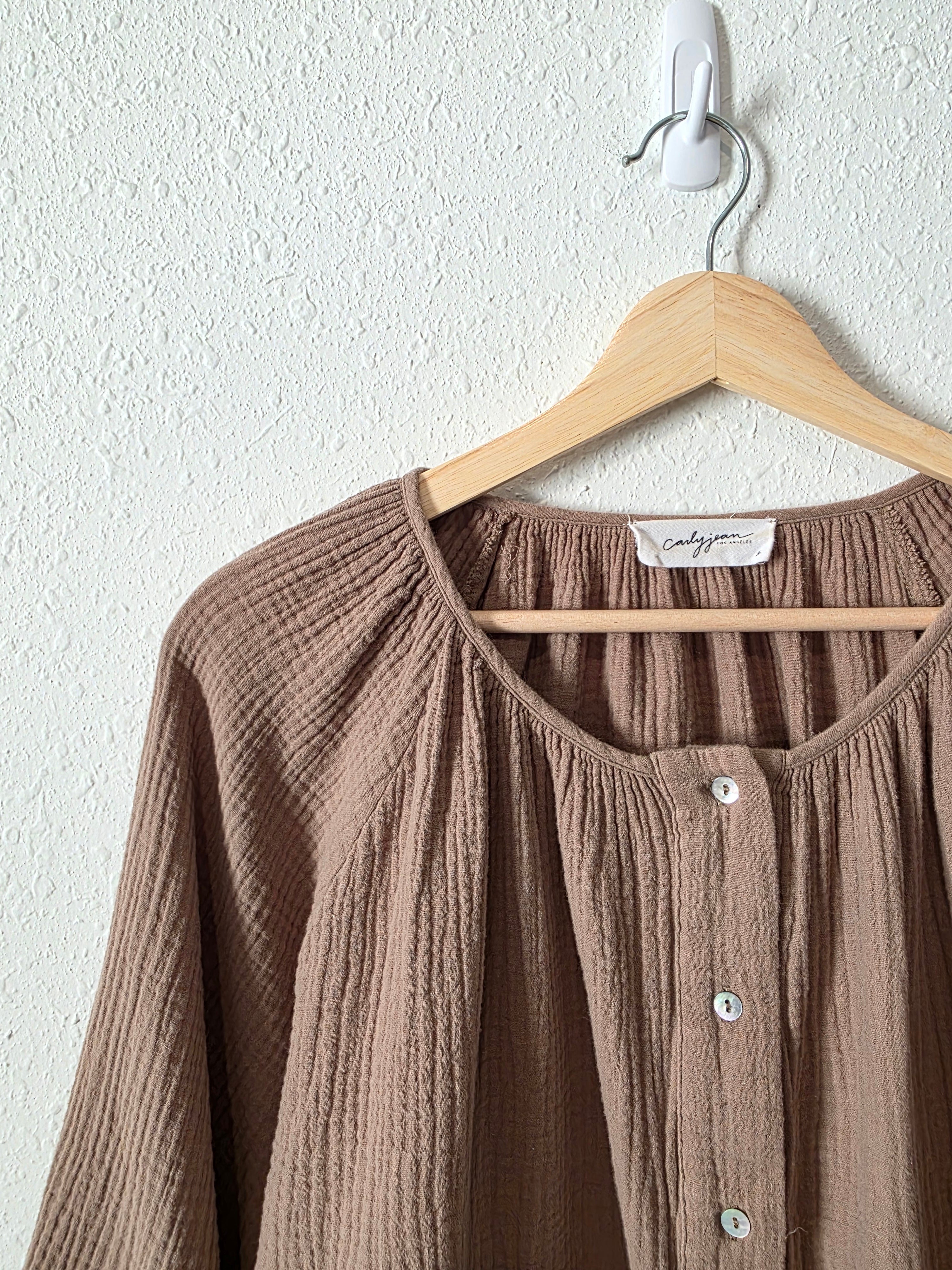 Carly Jean Brown Gauze Top (S)