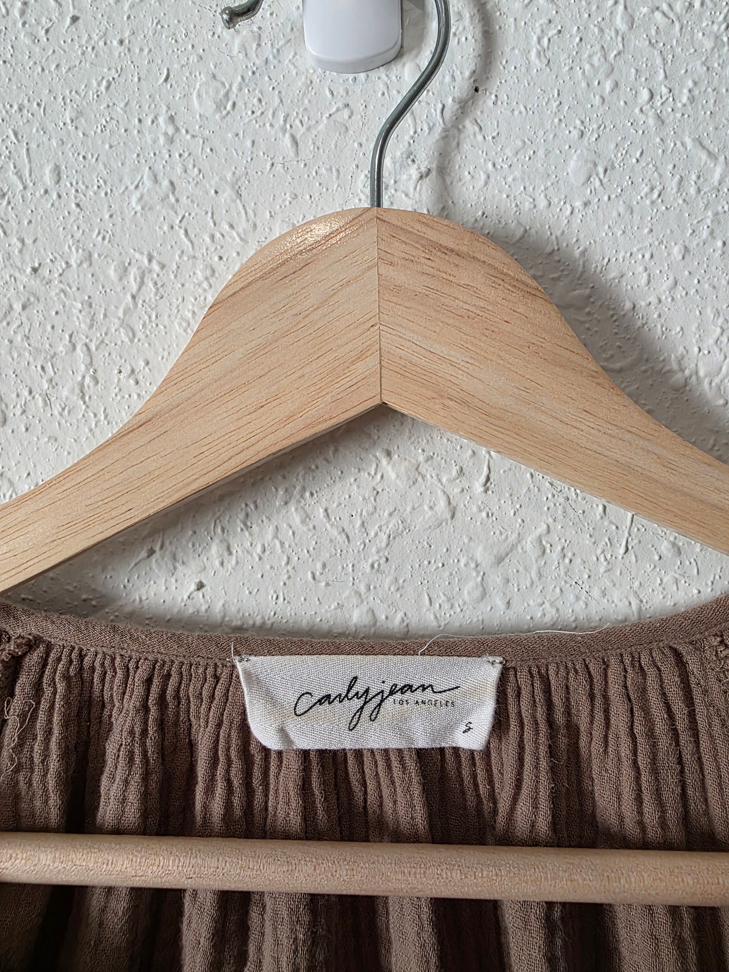 Carly Jean Brown Gauze Top (S)