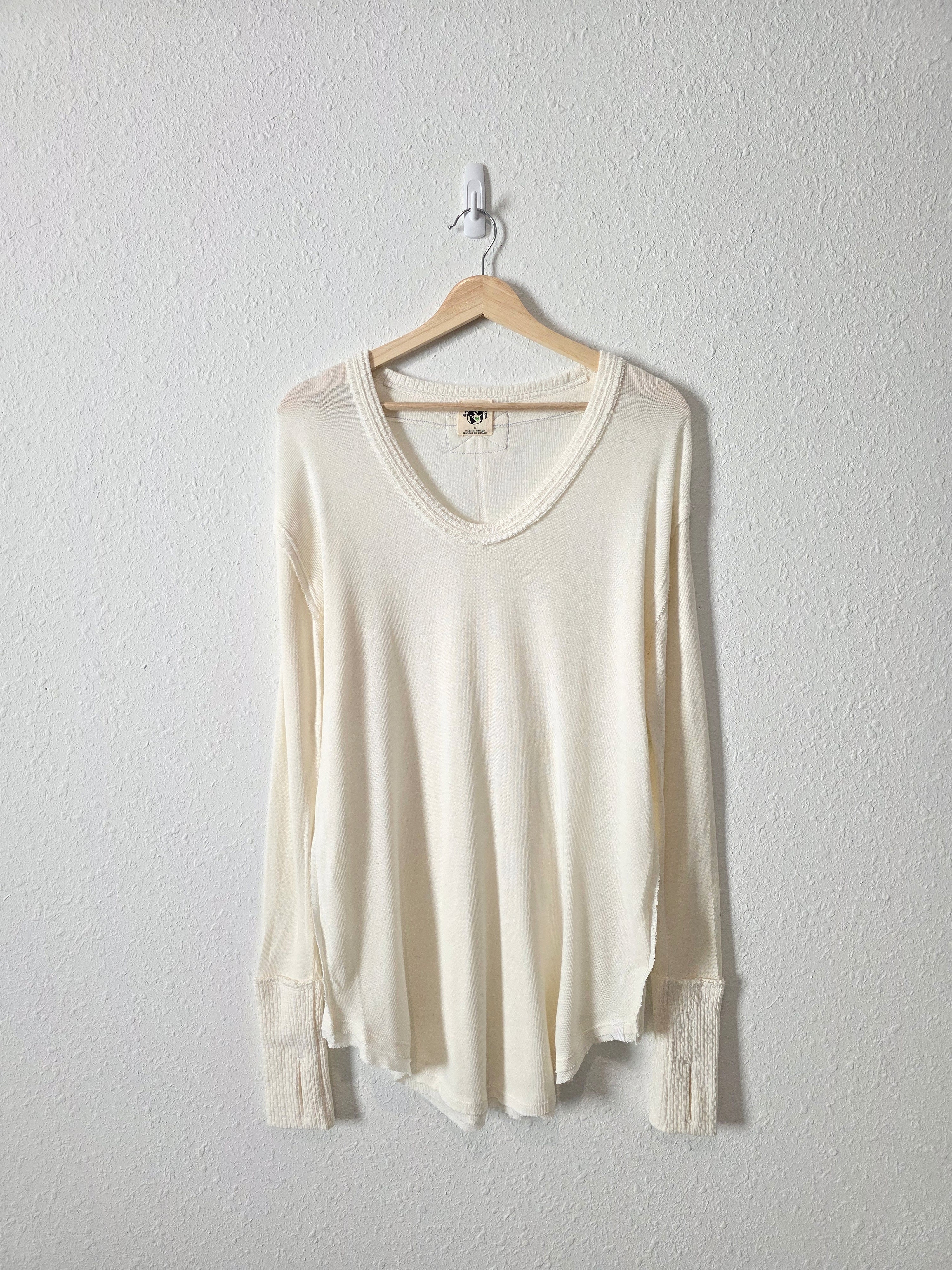 Free People Long Sleeve Cotton Tee (S)