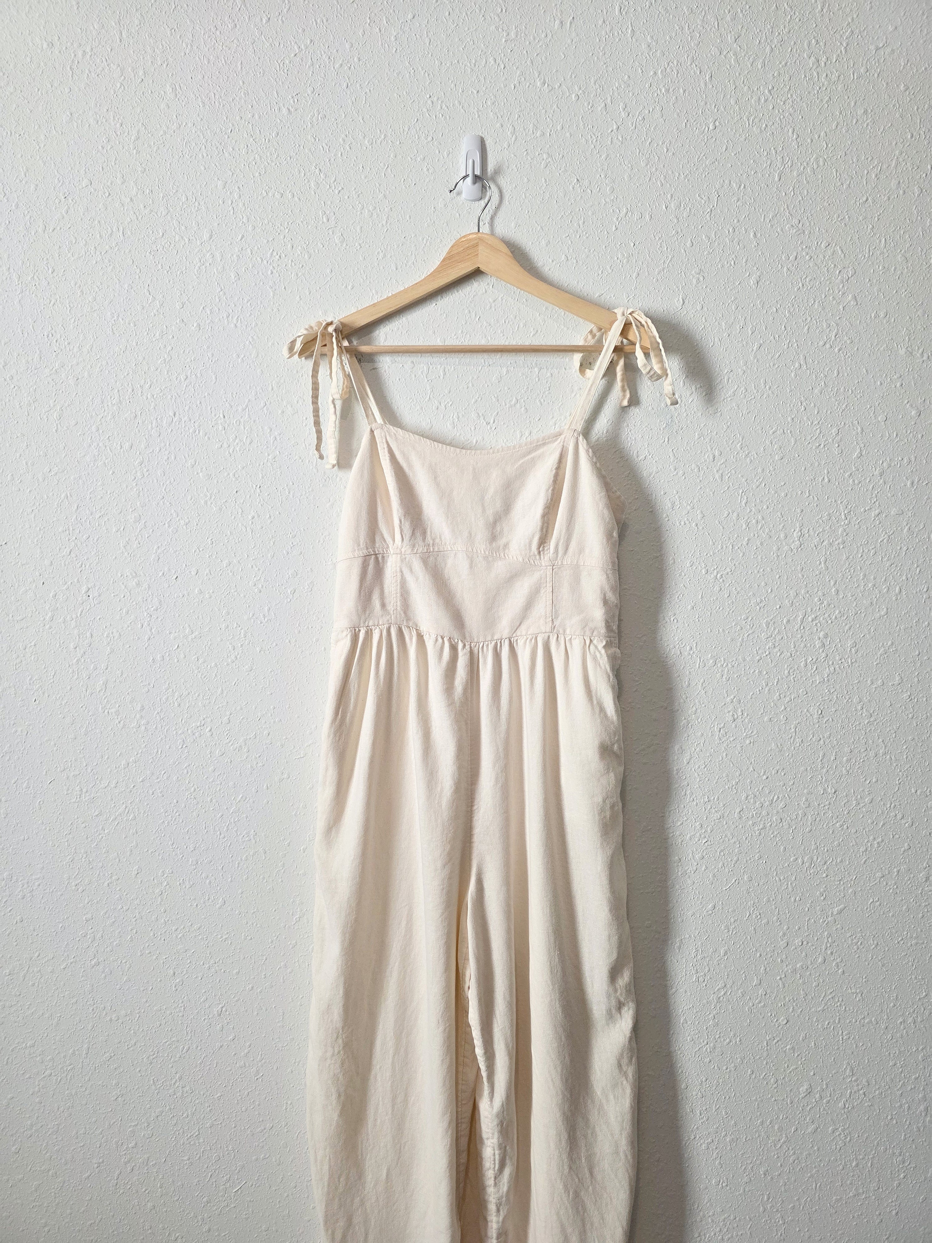 Linen Blend Wide Leg Jumpsuit (M)