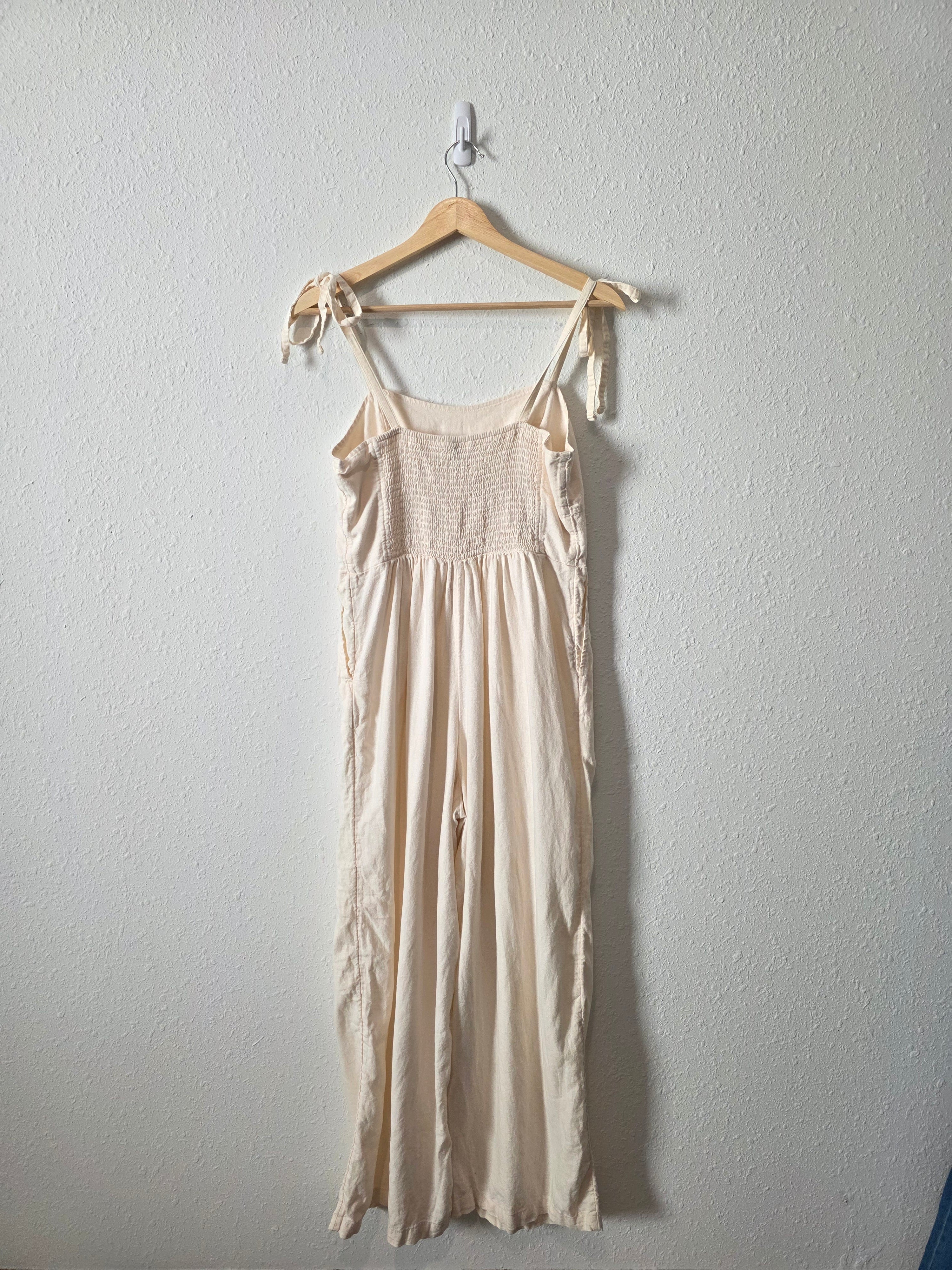 Linen Blend Wide Leg Jumpsuit (M)