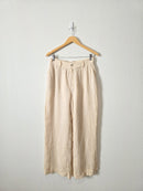 Textured Linen Wide Leg Pants (S)