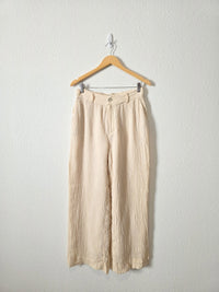 Textured Linen Wide Leg Pants (S)
