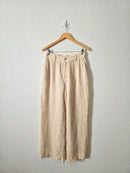 Textured Linen Wide Leg Pants (S)