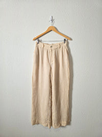 Textured Linen Wide Leg Pants (S)