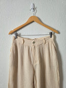 Textured Linen Wide Leg Pants (S)