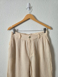 Textured Linen Wide Leg Pants (S)