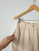 Textured Linen Wide Leg Pants (S)