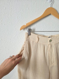 Textured Linen Wide Leg Pants (S)