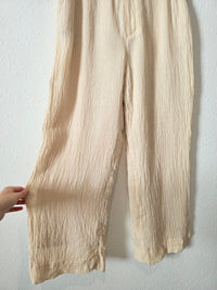 Textured Linen Wide Leg Pants (S)