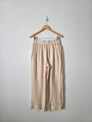 Textured Linen Wide Leg Pants (S)
