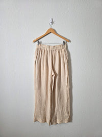 Textured Linen Wide Leg Pants (S)