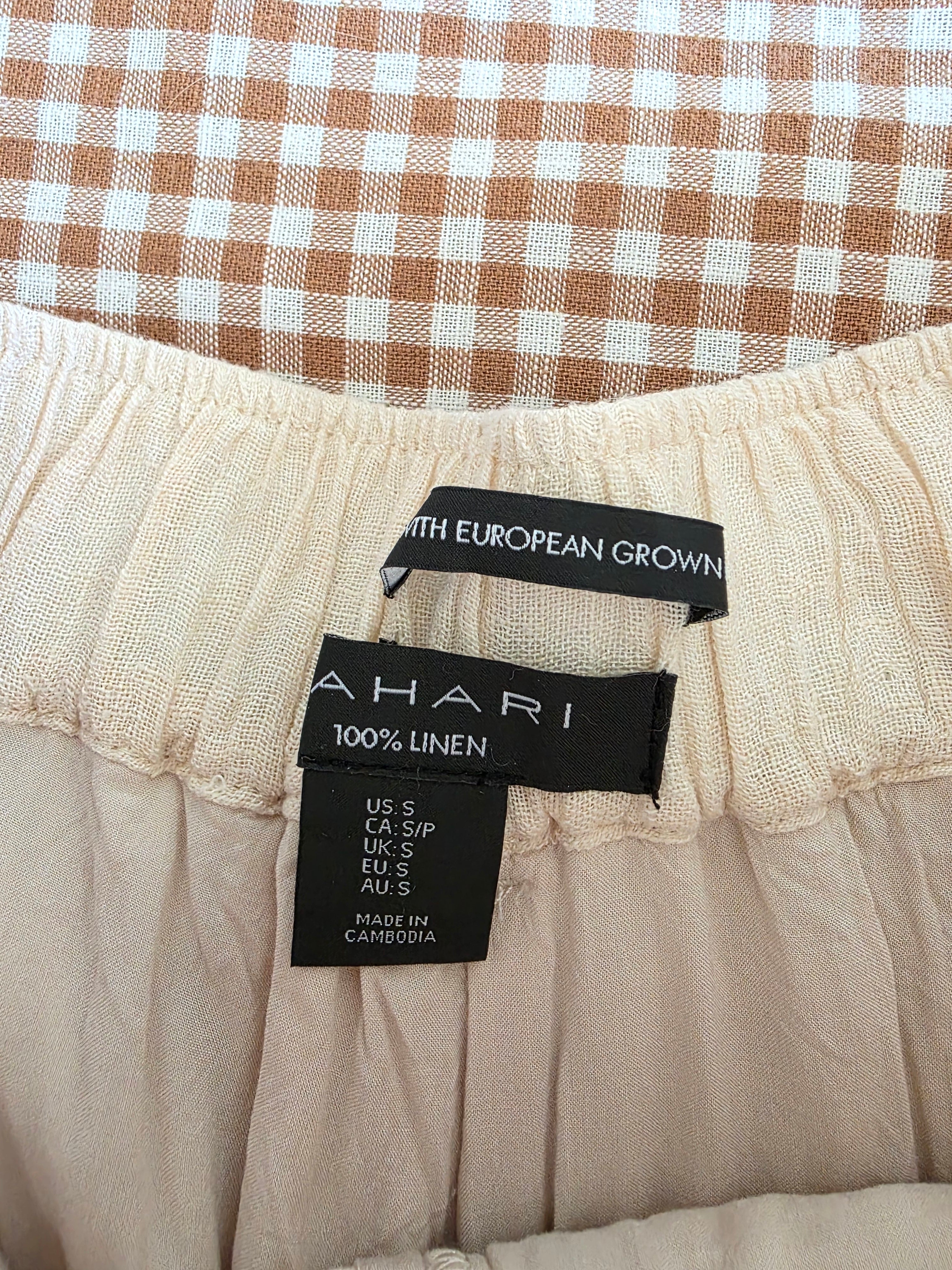 Textured Linen Wide Leg Pants (S)