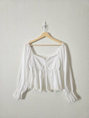 Smocked Eyelet Puff Sleeve Top (M)