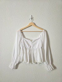 Smocked Eyelet Puff Sleeve Top (M)