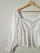Smocked Eyelet Puff Sleeve Top (M)