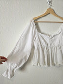Smocked Eyelet Puff Sleeve Top (M)