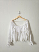 Smocked Eyelet Puff Sleeve Top (M)