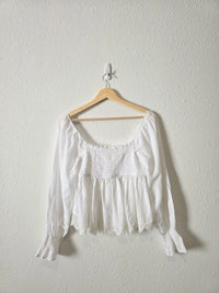 Smocked Eyelet Puff Sleeve Top (M)