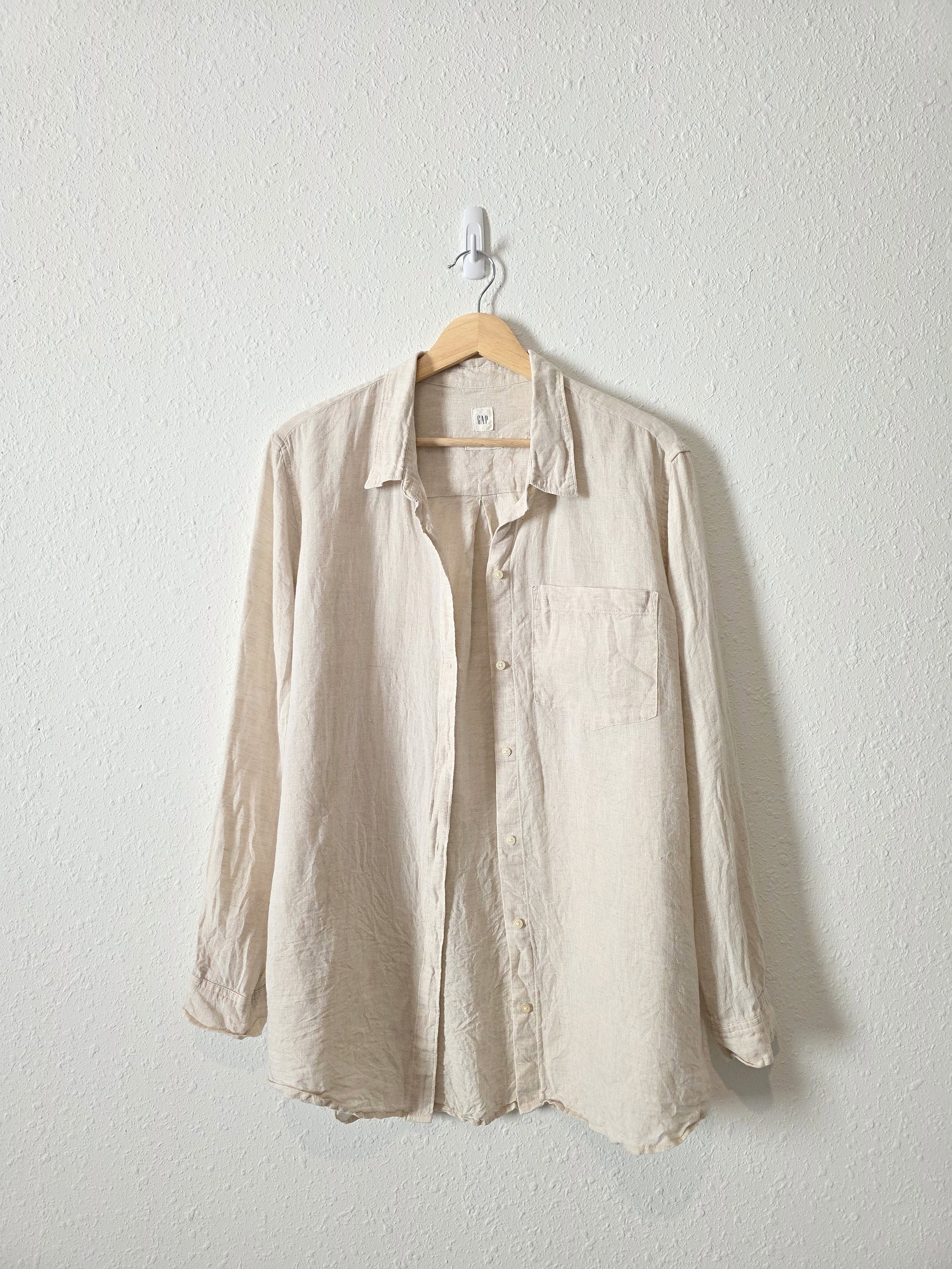 Gap Neutral Linen Button Up (L)