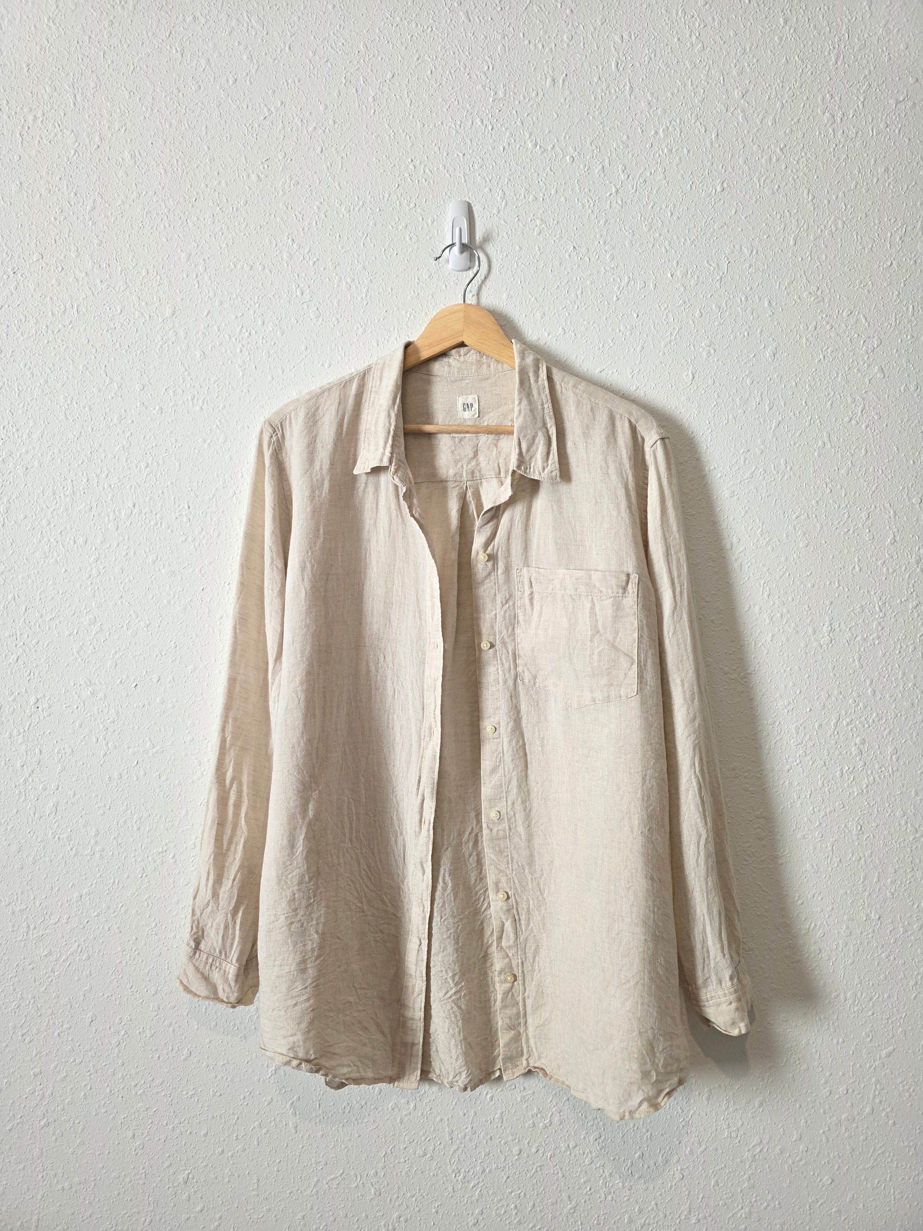 Gap Neutral Linen Button Up (L)