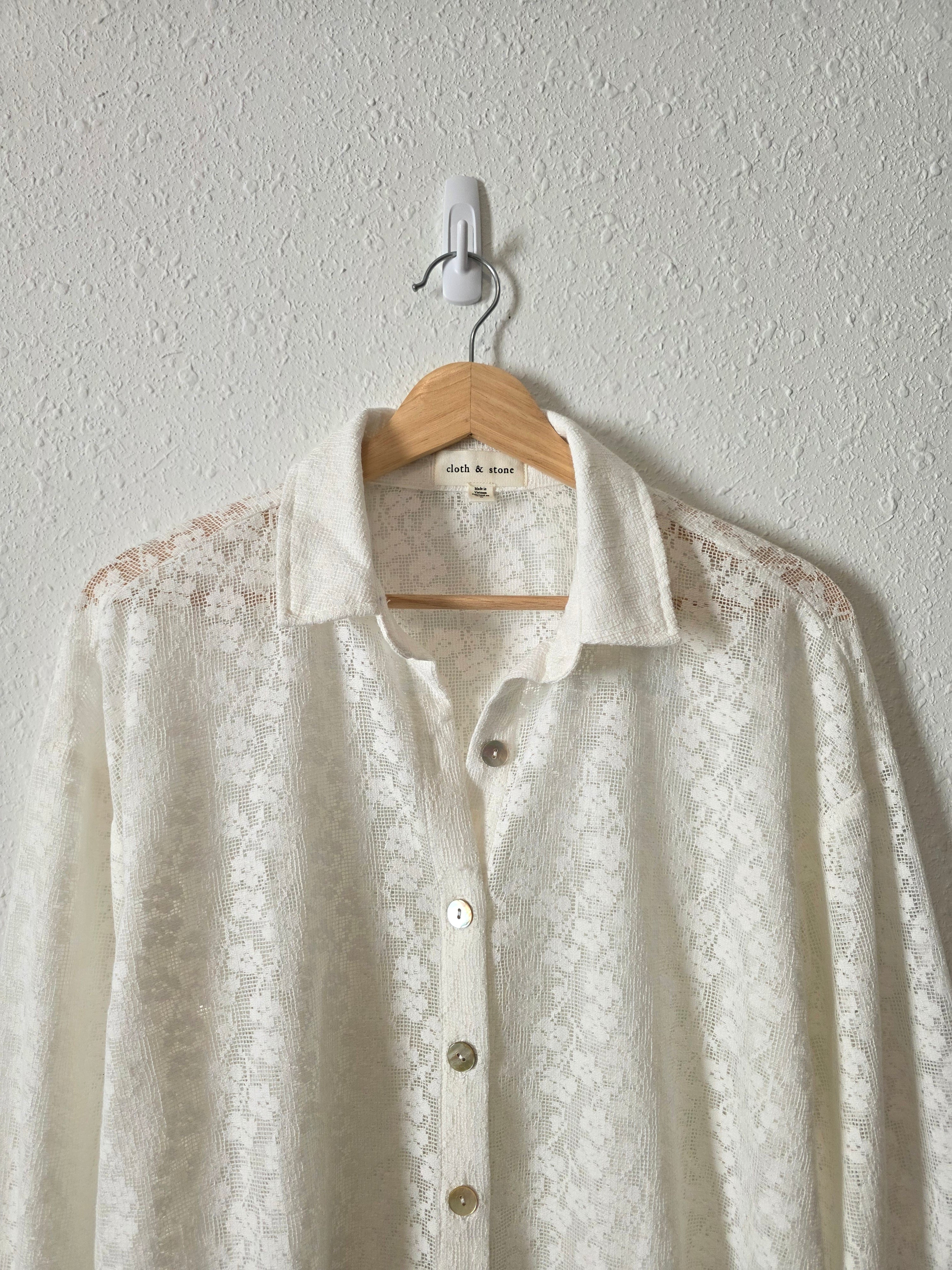 Anthropologie Floral Lace Button Up (S)