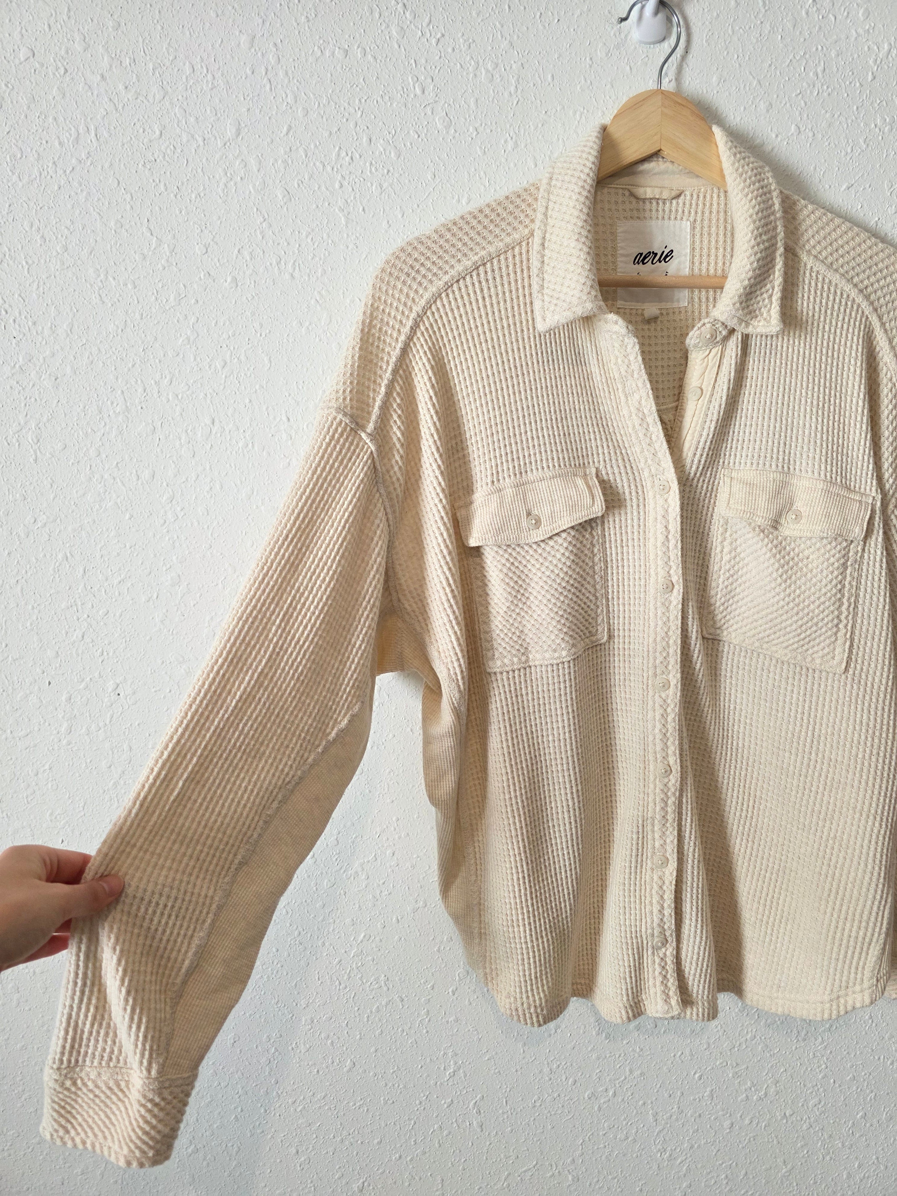 Aerie Oversized Waffle Shirt Jacket (XS)