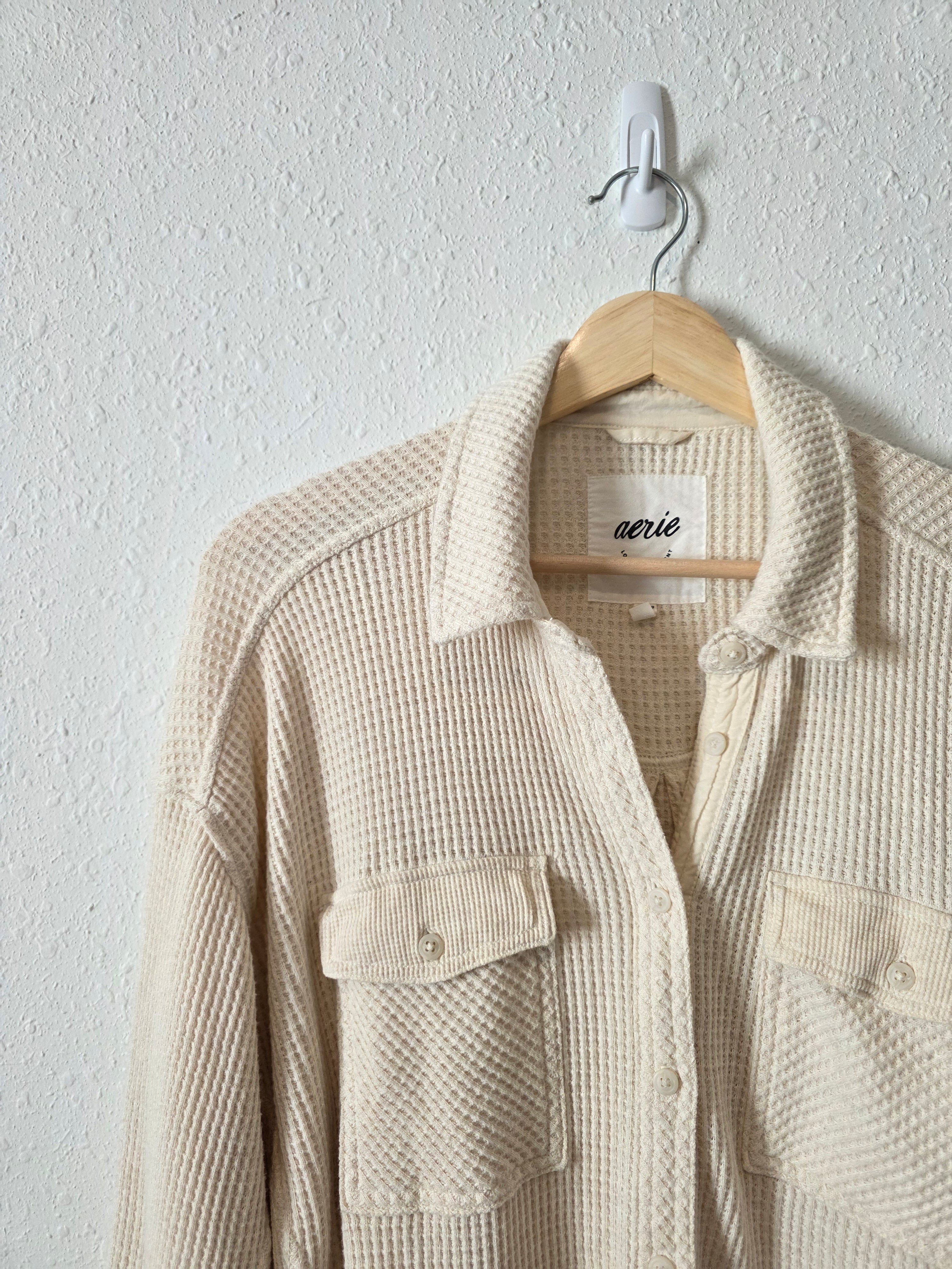 Aerie Oversized Waffle Shirt Jacket (XS)